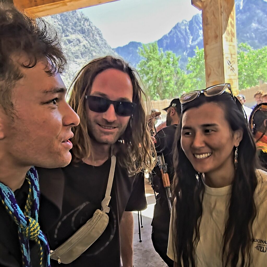 Guests with the Hindukush mountains in background